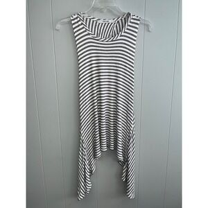 COIN 1804 Boutique Ribbed Stripe Tunic‎ EUC White Black
